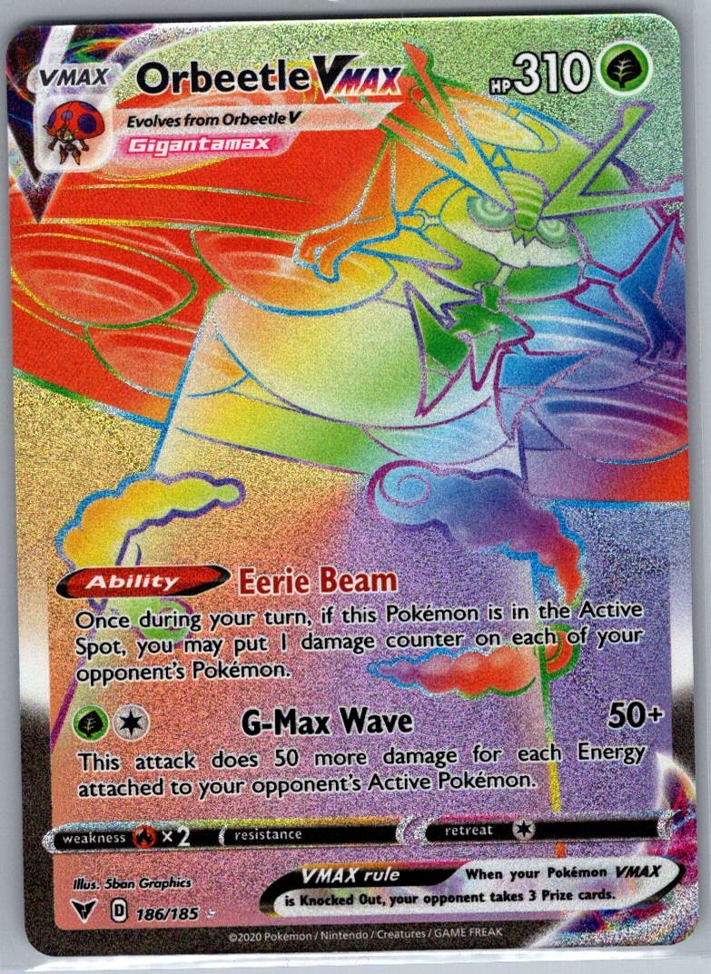 Orbeetle VMAX (Secret) 186/185 SWSH04: Vivid Voltage - Pokemon Card - NM