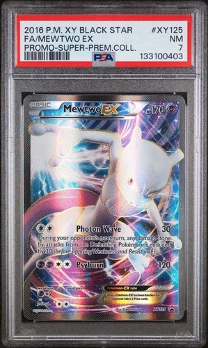 2016 POKEMON XY BLACK STAR PROMO SUPER-PREM COLL #XY125 FULL ART/MEWTWO EX PSA 7