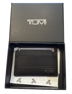 TUMI Nassau SLG Black Gusseted Slim Card Case Leather