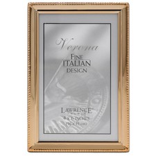 Polished Gold Metal 4x6 Picture Frame - Bead Border Design
