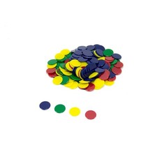 hand2mind Plastic Solid Bingo Chips, Chips for 0, Red, Yellow, Blue, Green