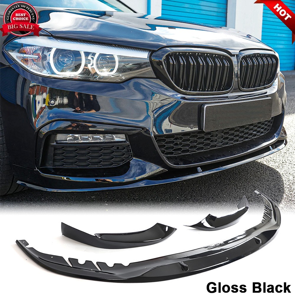 For BMW 5 Series G30 G31 G38 540i M-Sport Glossy Black Front Bumper Lip Spoiler