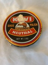 Vintage Kiwi neutral 3oz shoe polish tin collectible