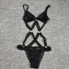 Adore Me Women Black Lace Bodysuit Teddy Size Small