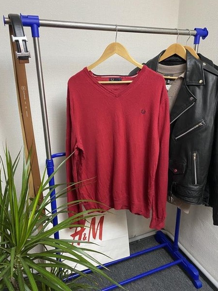 Men Fred Perry Sweater Red Cotton 42 / XL / 50