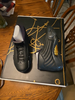 Nike Air Jordan Retro 14 DMP Defining Moments Black Gold Red 487471-022 Size 8