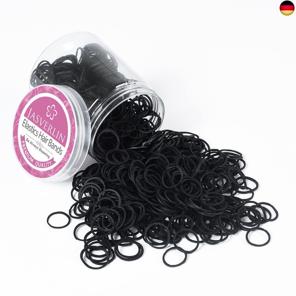 Jasverlin Schwarze GummibäNder 1000 StüCk, Kleine Baby Haargummis P-image
