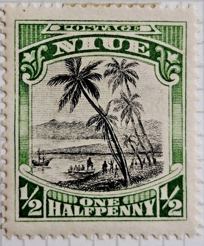 Niue 1920 Captain Cook ½d bicolor stamp (Scott #35) - MH – Mint Hinged