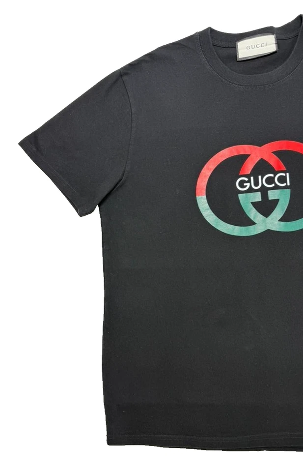 GUCCI Hombres Logo Impreso Camiseta Algodón Color Negro - Talla L - Imagen 4 de 4