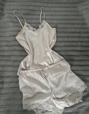 Primark Pale Pink Satin Like Cami Short Pyjama Set Upcycle Damaged