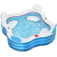 Inflatable Swimming Pool, Full-Sized Blow Up Pools with Seats and Backrests, ...