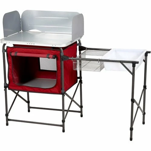 Ozark Trail Portable Camping Kitchen Table With Storage Removable