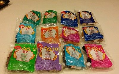 McDonald's 1999 Ty Teenie Beanie Babies, Complete Set Of 12, New