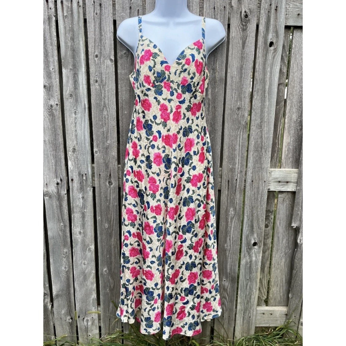 UNDERCOVER Maxi abito slip floreale vintage Victoria's Secret etichetta oro raso jacquard