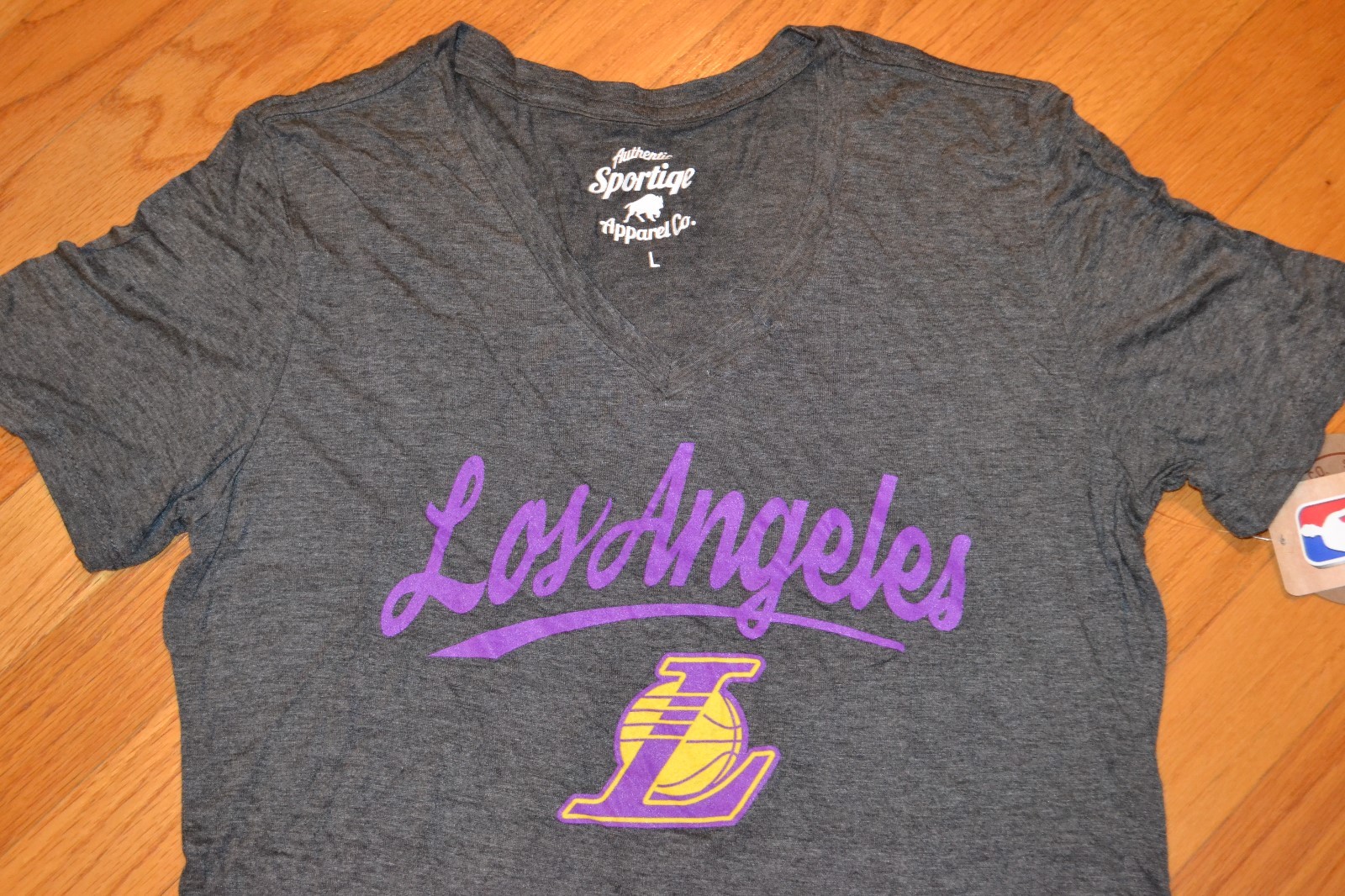 LA Lakers VNeck 3/4 Sleeve Shirt By Sportiqe Apparel Co Women's Size