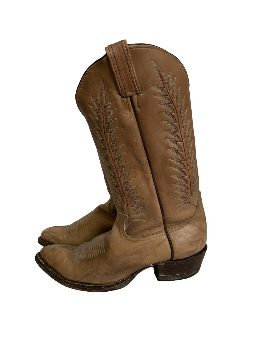 Vintage Tony Lama Cowboy Boots Brown Tan Leather Size 9 D  display picture 3