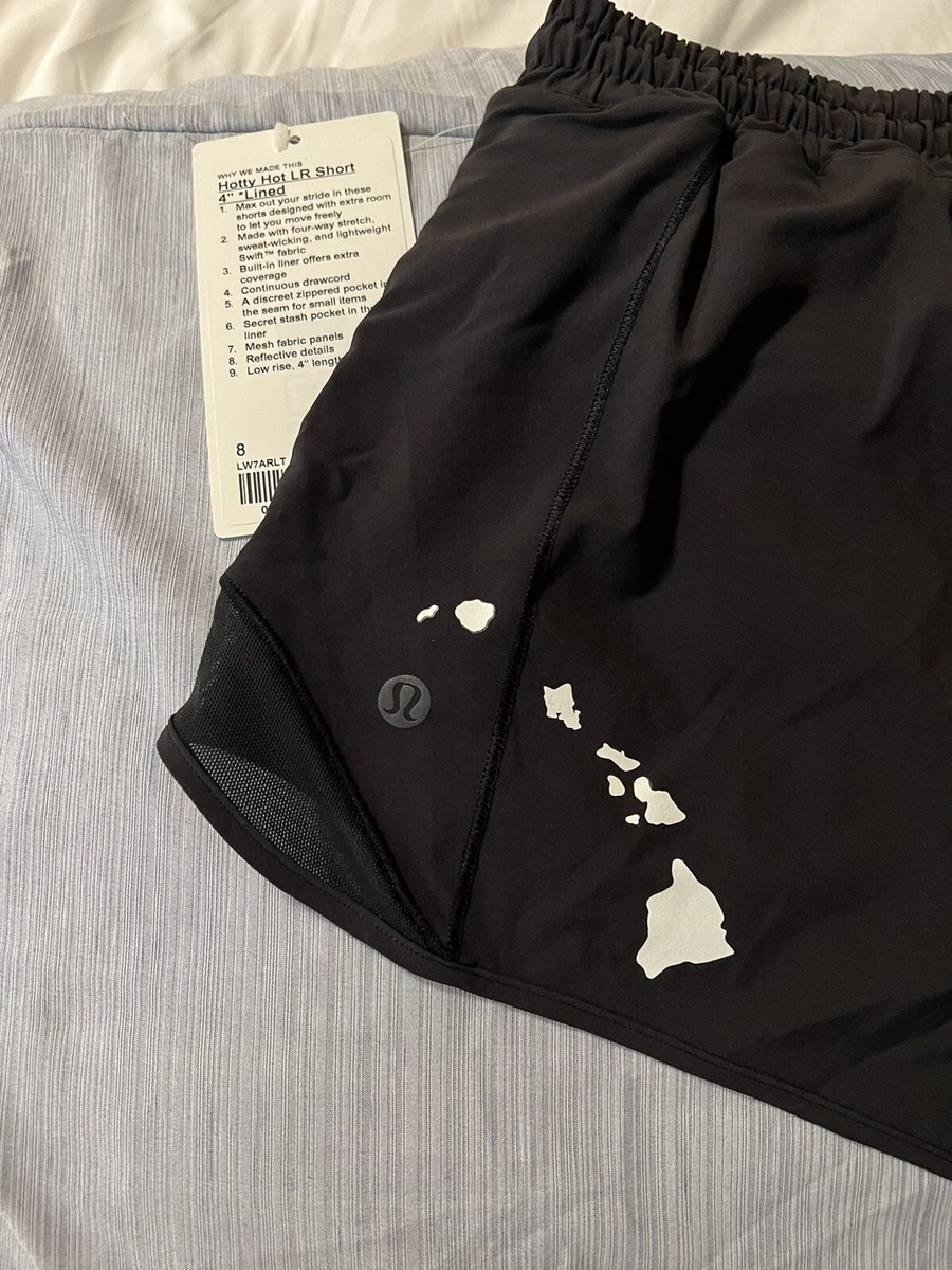 NEW- Lululemon Hawaiian Islands Hottie Hot shorts size 8 Black NWT
