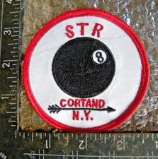 Vintage Patch  STR 8 Ball Pool Cortland New York. FREE SHIPPING 