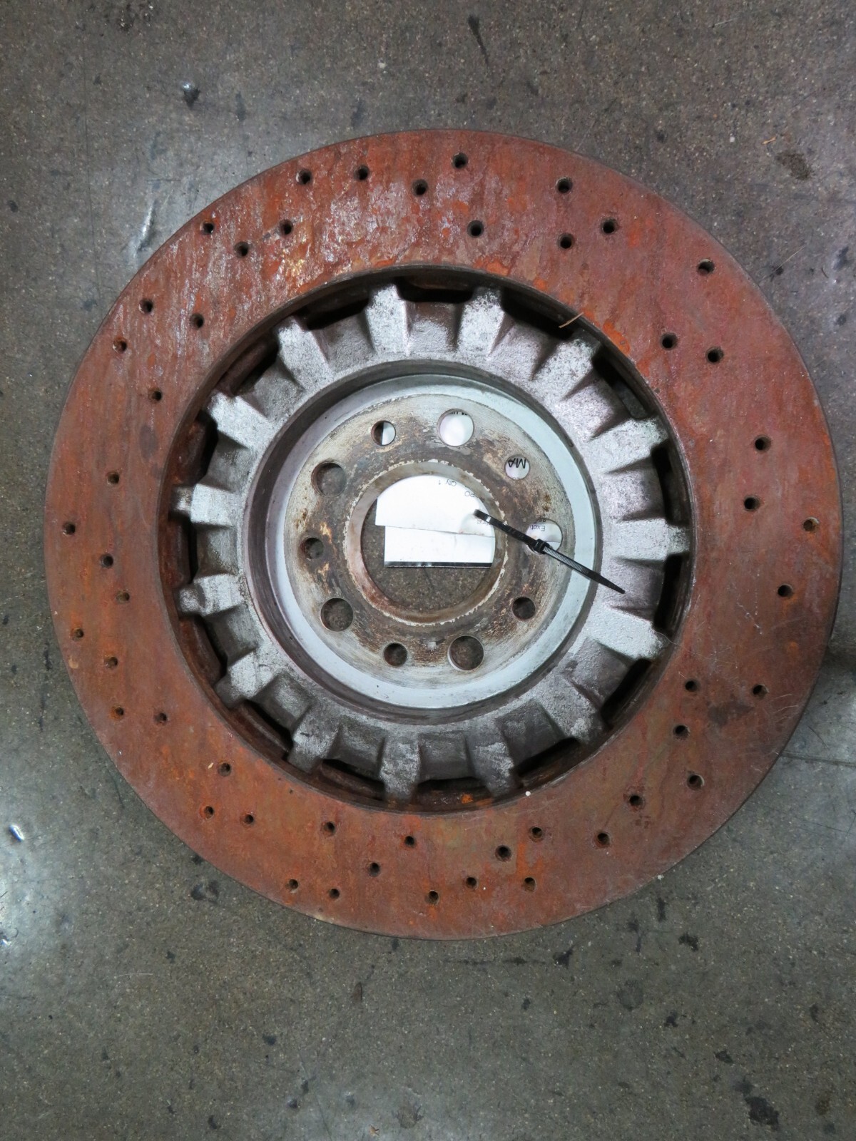2014 Maserati Quattroporte, Front Brake Rotor, Cross Drilled, Used P/N 673003970