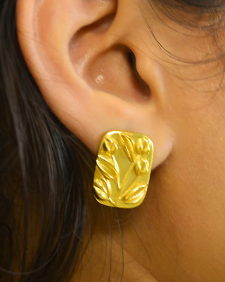 Gold Plated Rectangle Boota Studs|Earrings for women|Fashion|Statement|Designer