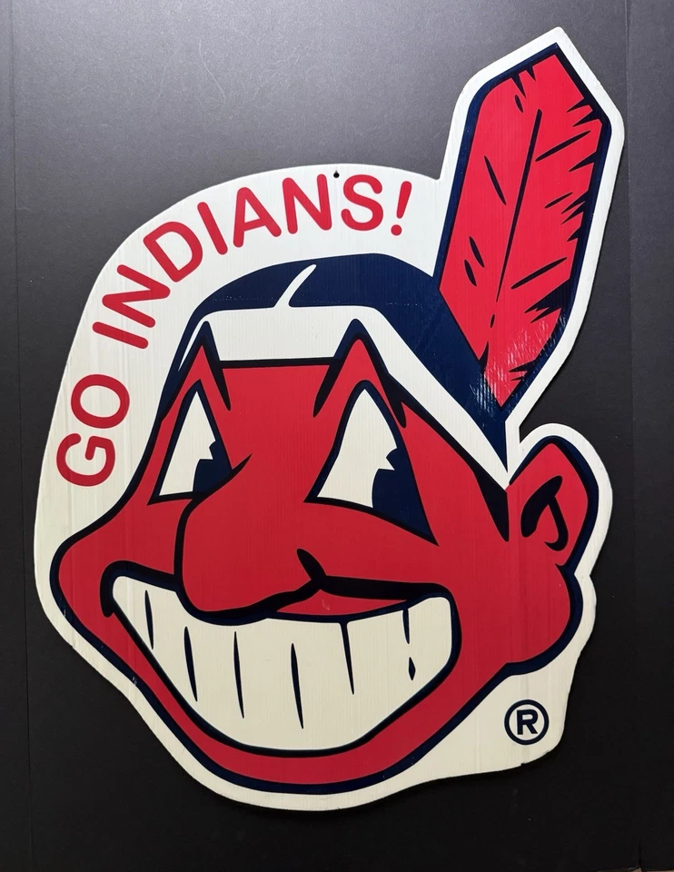 31” x 22” Vtg Waterproof Cleveland Indians Corrugated Chief Wahoo Yard Wall Sign - Image 3 of 4