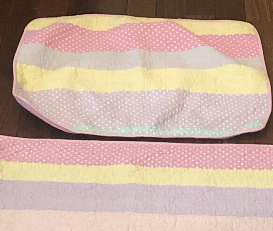 Cynthia Rowley Little Girls Twin Sz Quilt & Pillow Sham Fairy Unicorn Castle - Image 3 of 4