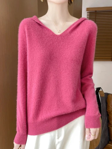 Fashion Hooded Sweater Women Clothing Casual Knitted Long Sleeve Tops Pullover - Picture 35 of 37