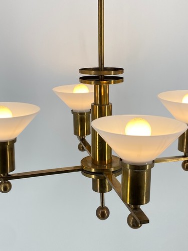 * MESSING KRONLEUCHTER MESSING KUGEL DESIGN BAUHAUS ART DECO ANTIK MID CENTURY - Bild 10 von 15