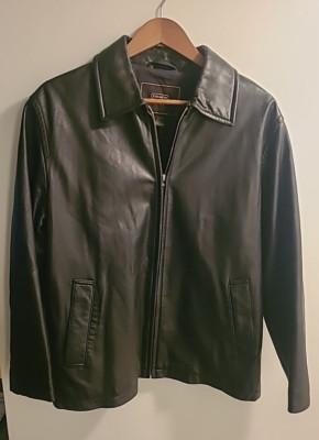 Coach Mens Black Leather Jacket Coat Medium