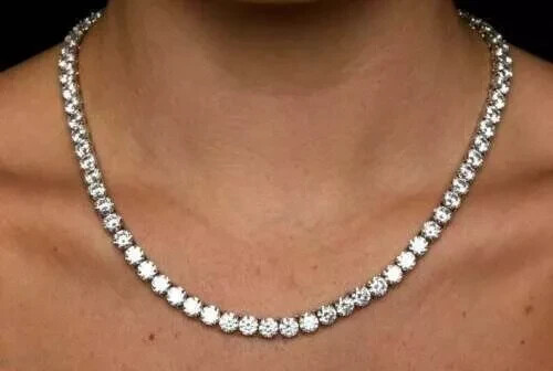 Handmade Jewelry gift 18Ct Lab Created Round Cut Diamond Tennis Pretty Necklace
