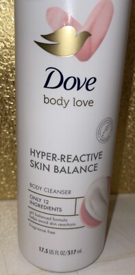 Dove Body Love Hyper Reactive Skin Balance Women Body Wash, pH Balance, 17.5FLoz