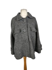 Dressbarn Women’s Grey 100% Boiled Wool Swing Jacket / Coatigan/ Cardigan Xl