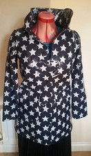 Dunnes Glossy Blue Faux Leather Pvc Festival Coat S Uk10eu36us6 Chest C35in C89c