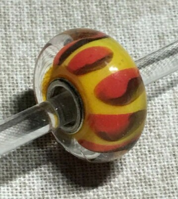 TROLLBEAD Authentische RED SHADOW Glas Sterlingsilber Perle
