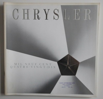 CHRYSLER Full Line 1990 dealer brochure catalog - French - Canada