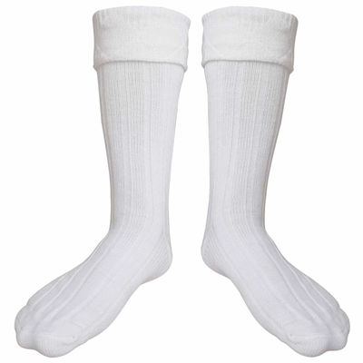 Scottish Men's Deluxe Wool Blend White Kilt Hose Socks 