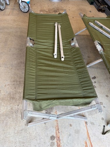 Pair of Preowned Army Military Issue Sleeping Cots Aluminum Foldable