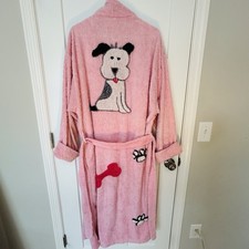 Vintage Canyon Group Chenille Bathrobe, Dog Bone Paw Women's XL Long Sleeve
