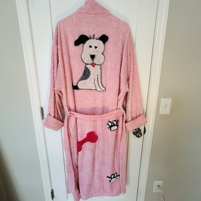 Vintage Canyon Group Chenille Bathrobe, Dog Bone Paw Women's XL Long Sleeve