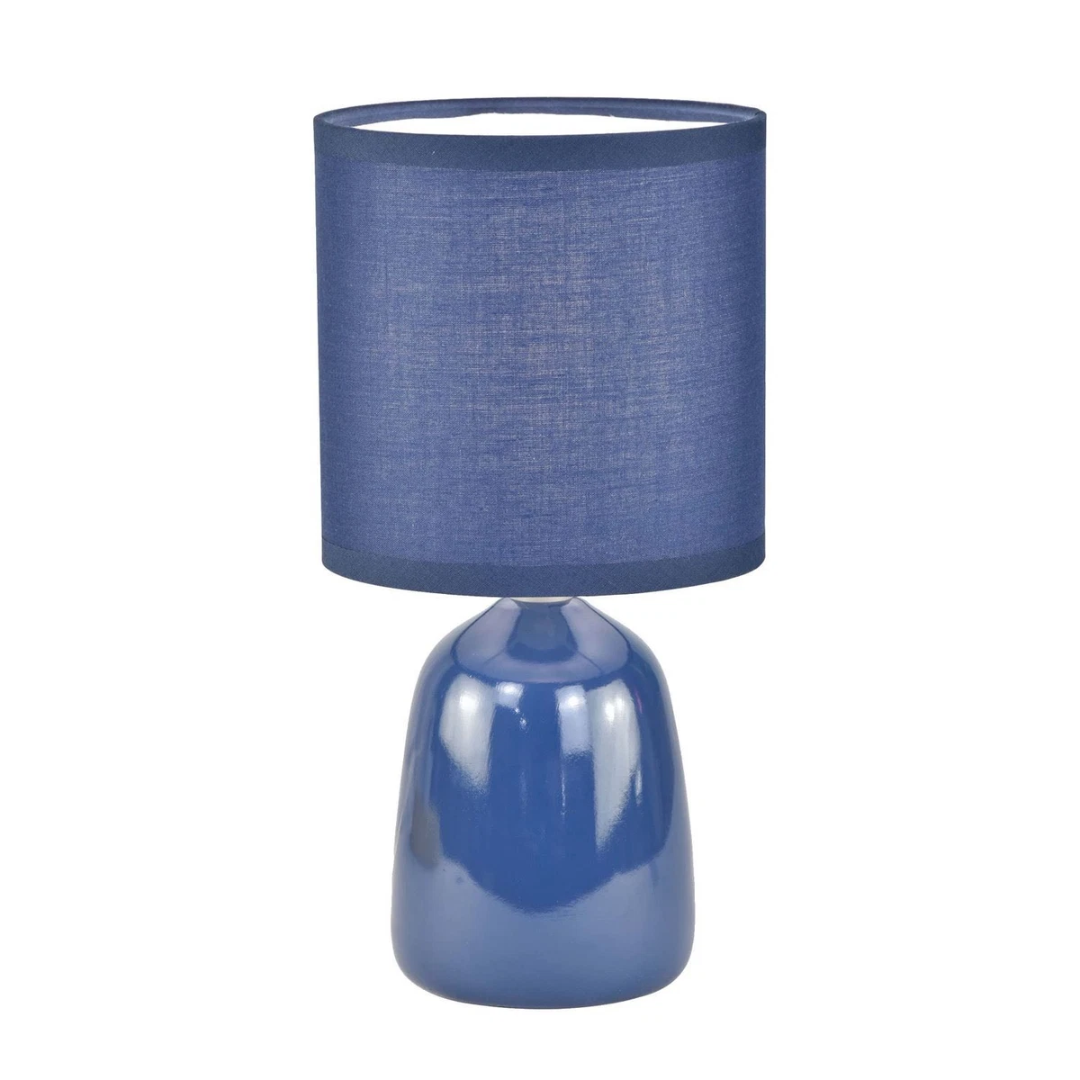 Juego de 2 Lámparas de Mesa Modernas Azul Marino Cerámica 26cm Luces de Mesita de Noche Tono a Juego