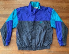 Vintage Nike Lined Windbreaker Jacket Color Block Nylon Zip-Up XL