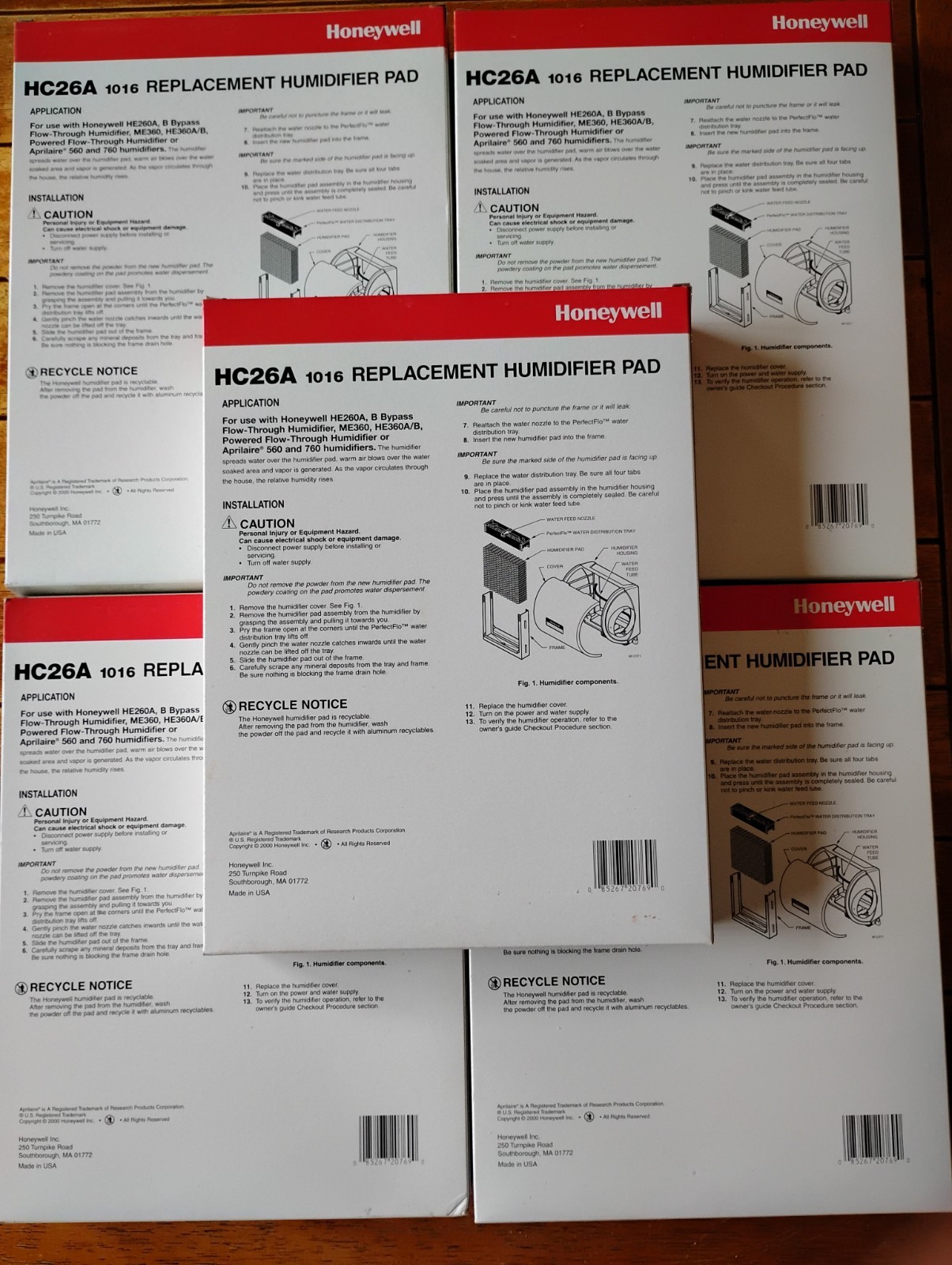 5x Lot of NOS Honeywell HC26A1016 HC26A 1016 Humidifier Filter Pad Replacements