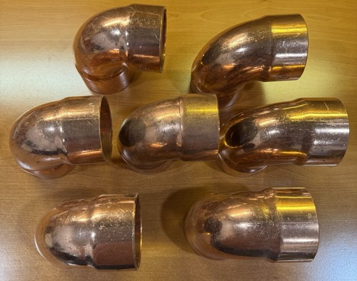 3" Copper 90 Degree Elbow Sweat Fitting CxC Sweat x Sweat Quantity of 7 - NOS