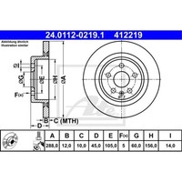ATE 2X Bremsscheibe Hinten Ø288 Mm Voll Beschichtet FüR Opel Astra K B16 1.0