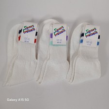 Vtg Sport Freizeit Products Size 40-46 Two Stripe White Tube Socks New Lot Of 3