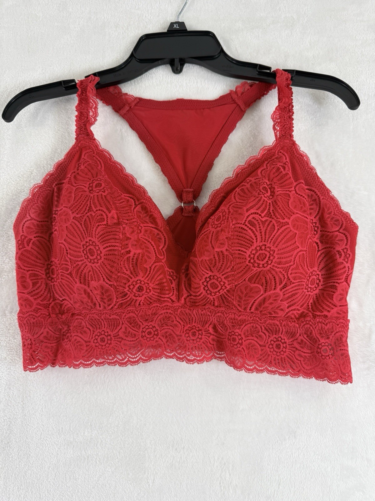 Aerie Bralette XL Show Off Coquette Lace Padded Bra Red Lace Lingerie Womens-image