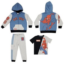 NWT Marvel Spider-Man Kids' 3-piece Full Zip Set Jacket Jogger T-shirt Boys 4T