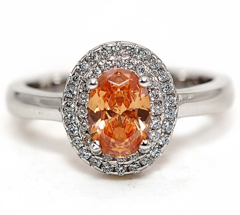 2CT  Padparadscha 925 Sterling Silver Ring Sz 9 MM4-6