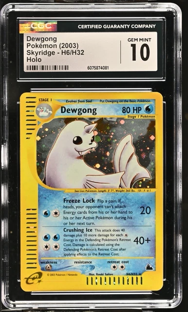 2003 POKEMON SKYRIDGE #H6 DEWGONG-HOLO CGC 10