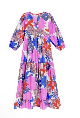 Marie Lund Copenhagen Tiered Cotton Dress Boho Oversized Sz 38 Medium M